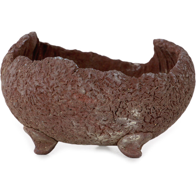 Round unglazed bonsai pot by Yamaaki Shosen/Akitsugu/Juudo (first generation) - 78 x 78 x 50 mm