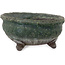 Vaso bonsai rotondo verde di Yamaaki Shosen/Akitsugu/Juudo (prima generazione) - 77 x 77 x 40 mm