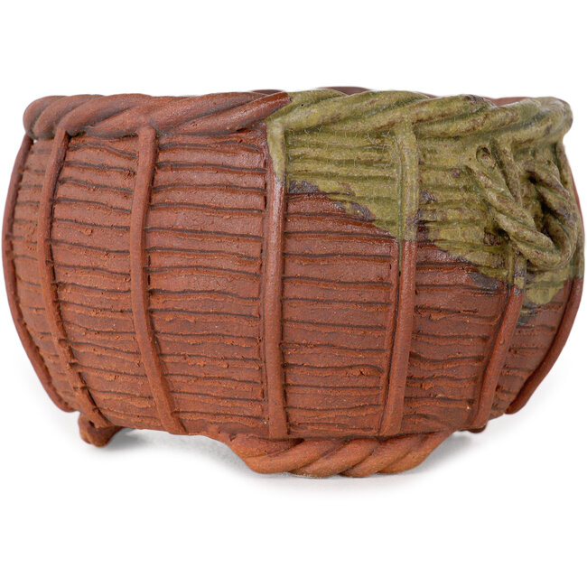 Vaso per bonsai a forma di cestino non smaltato di Kotobuki (Bonsa) - 72 x 72 x 45 mm