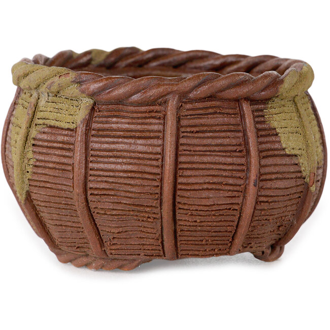 Vaso per bonsai a forma di cestino non smaltato di Kotobuki (Bonsa) - 65 x 65 x 42 mm
