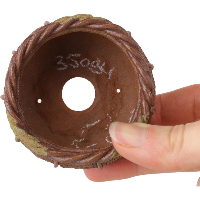 Vaso per bonsai a forma di cestino non smaltato di Kotobuki (Bonsa) - 65 x 65 x 42 mm