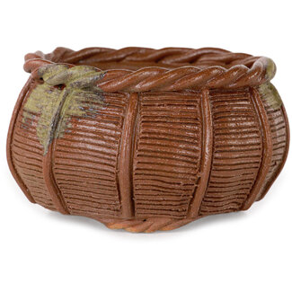 Kotobuki (Bonsa) Maceta para bonsái tipo cesta sin esmaltar de 65 mm de Kotobuki (Bonsa), Tokoname, Japón