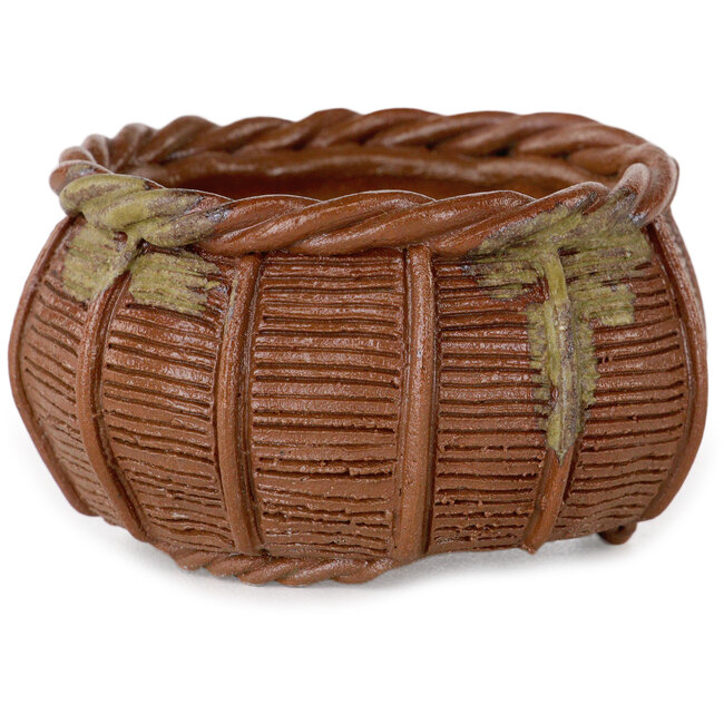 Vaso per bonsai a forma di cestino non smaltato di Kotobuki (Bonsa) - 65 x 65 x 37 mm