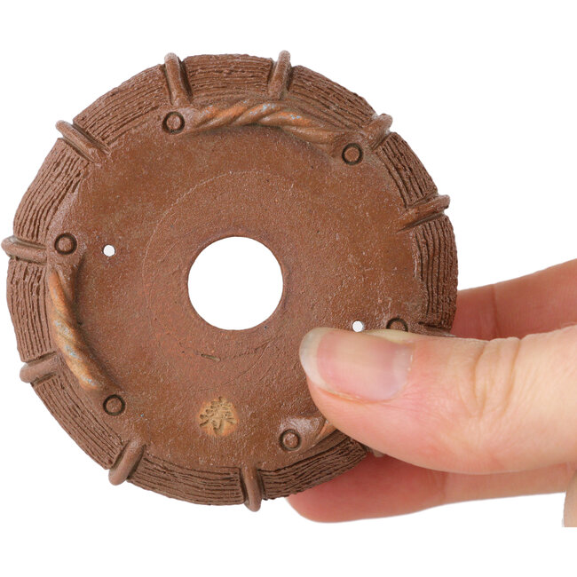 Vaso per bonsai a forma di cestino non smaltato di Kotobuki (Bonsa) - 65 x 65 x 37 mm