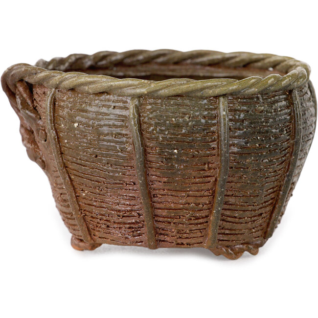 Pot à bonsaï non émaillé en forme de panier de Kotobuki (Bonsa) - 57 x 57 x 40 mm