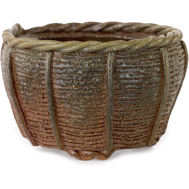 Vaso per bonsai a forma di cestino non smaltato di Kotobuki (Bonsa) - 57 x 57 x 40 mm
