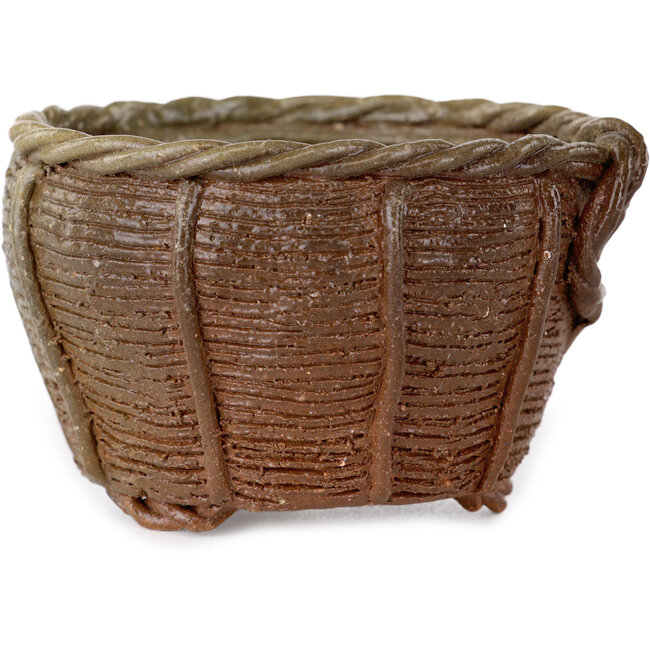 Vaso per bonsai a forma di cestino non smaltato di Kotobuki (Bonsa) - 57 x 57 x 40 mm