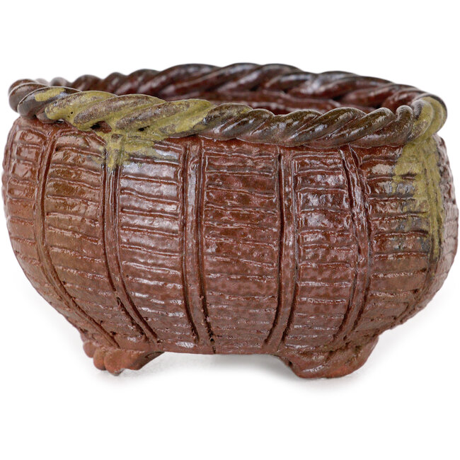 Basket unglazed bonsai pot by Kotobuki (Bonsa) - 67 x 67 x 45 mm