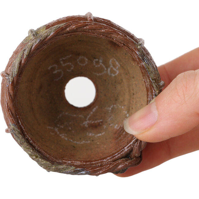 Vaso per bonsai a forma di cestino non smaltato di Kotobuki (Bonsa) - 62 x 62 x 40 mm