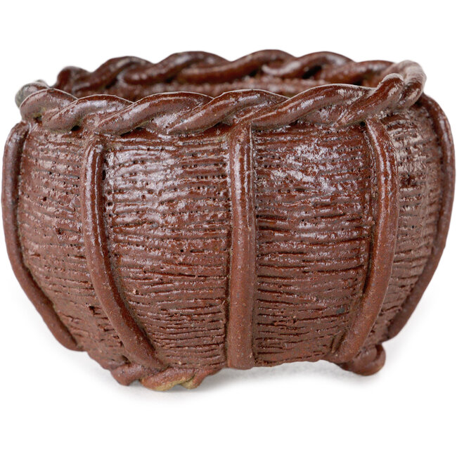 Vaso per bonsai a forma di cestino non smaltato di Kotobuki (Bonsa) - 60 x 60 x 40 mm