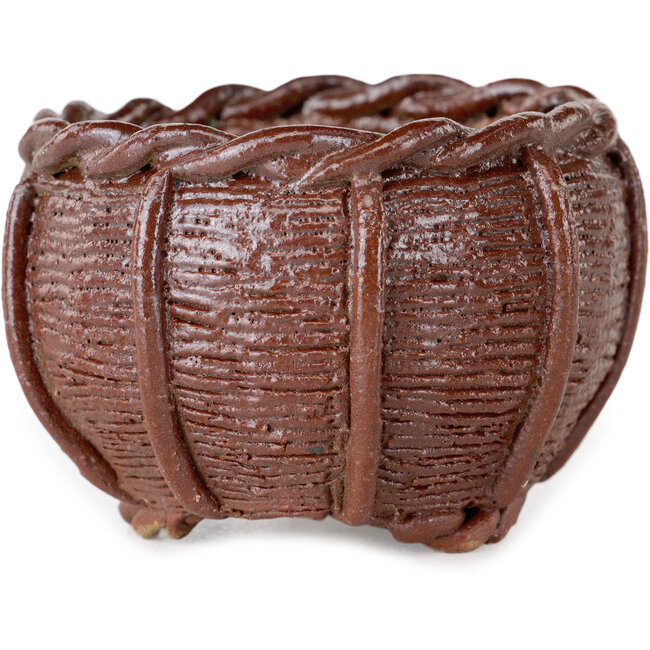 Basket unglazed bonsai pot by Kotobuki (Bonsa) - 60 x 60 x 40 mm