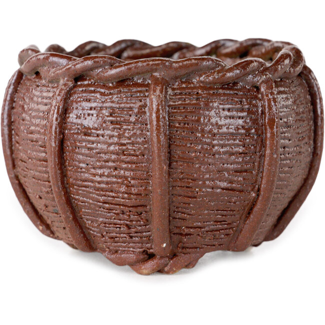 Pot à bonsaï en forme de panier non émaillé de Kotobuki (Bonsa) - 60 x 60 x 40 mm