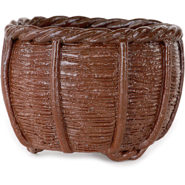 Vaso per bonsai a forma di cestino non smaltato di Kotobuki (Bonsa) - 65 x 65 x 45 mm