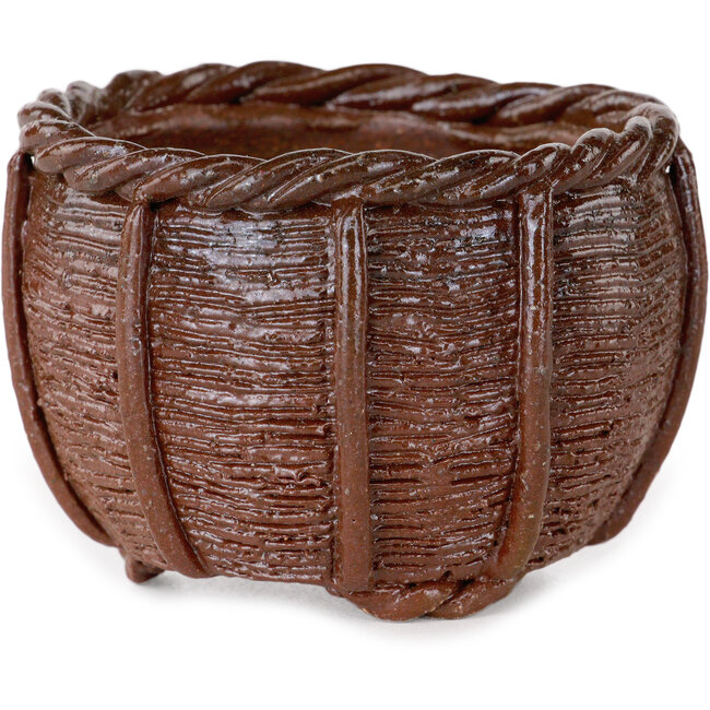 Vaso per bonsai a forma di cestino non smaltato di Kotobuki (Bonsa) - 65 x 65 x 45 mm