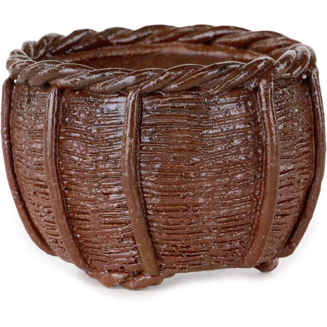 Vaso per bonsai a forma di cestino non smaltato di Kotobuki (Bonsa) - 65 x 65 x 45 mm