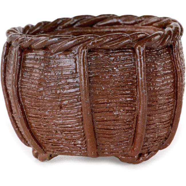 Pot à bonsaï en forme de panier non émaillé de Kotobuki (Bonsa) - 65 x 65 x 45 mm