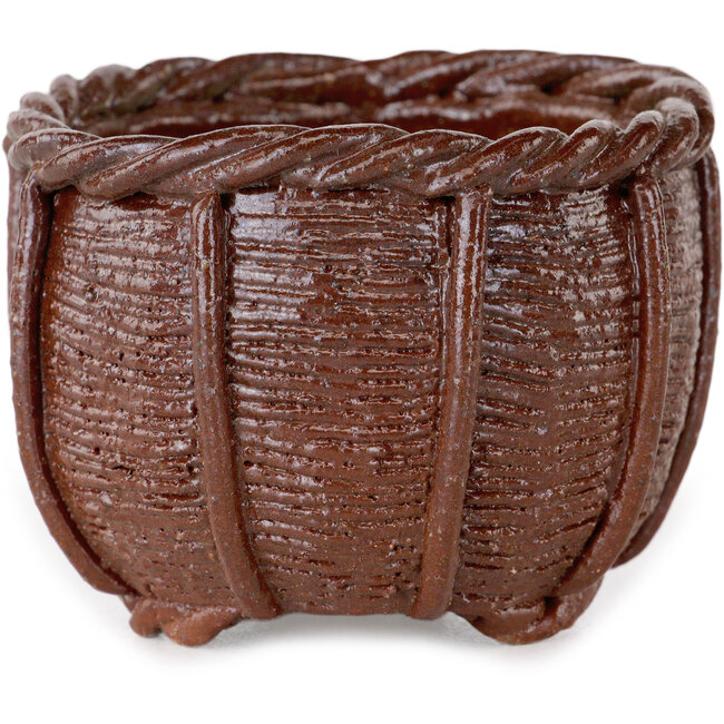 Pot à bonsaï non émaillé en forme de panier de Kotobuki (Bonsa) - 62 x 62 x 45 mm