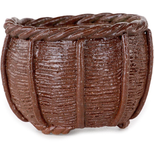 Pot à bonsaï non émaillé en forme de panier de Kotobuki (Bonsa) - 62 x 62 x 45 mm