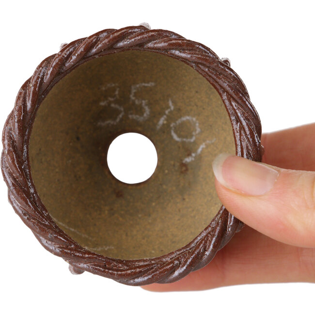 Vaso per bonsai a forma di cestino non smaltato di Kotobuki (Bonsa) - 62 x 62 x 45 mm