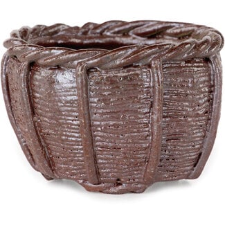 Kotobuki (Bonsa) Vaso bonsai non smaltato a cesto da 62 mm di Kotobuki (Bonsa), Tokoname, Giappone