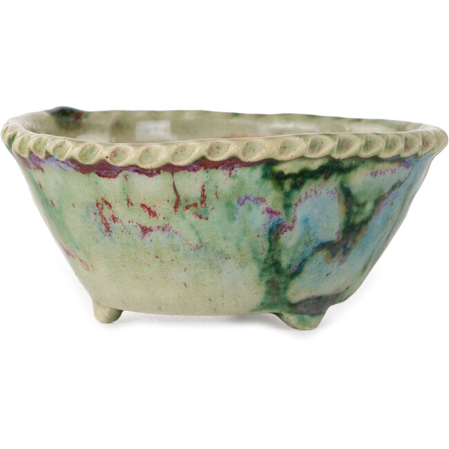 Pot à bonsaï rond multicolore de Bunzan (Seto) - 115 x 115 x 55 mm