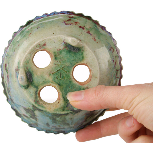 Pot à bonsaï rond multicolore de Bunzan (Seto) - 115 x 115 x 55 mm