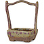Square basket unglazed with multicolor glazed bonsai pot by Bunzan (Seto) - 50 x 55 x 75 mm
