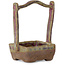 Square basket unglazed with multicolor glazed bonsai pot by Bunzan (Seto) - 50 x 55 x 75 mm