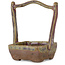 Panier carré non émaillé avec pot à bonsaï émaillé multicolore de Bunzan (Seto) - 50 x 55 x 75 mm