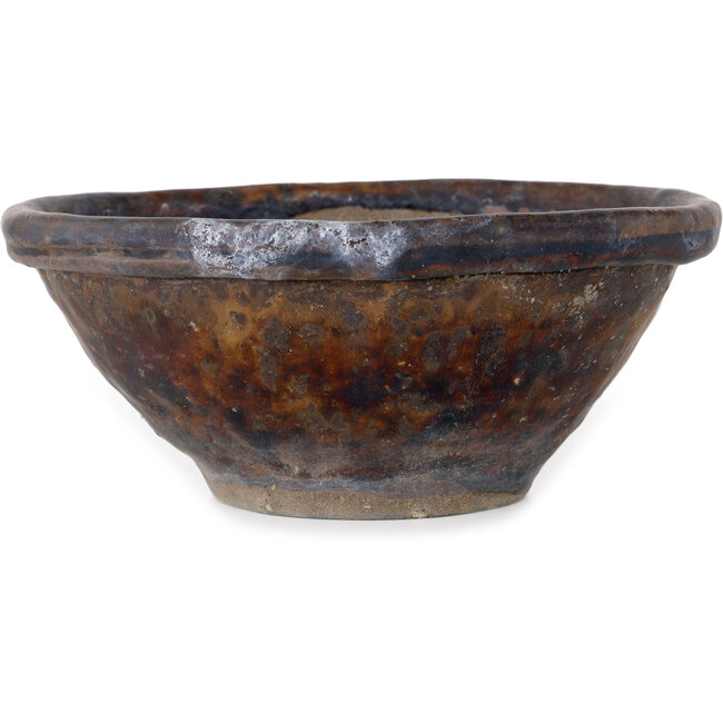 Runder brauner Bonsai-Topf von Bunzan (Seto) – 147 x 147 x 65 mm