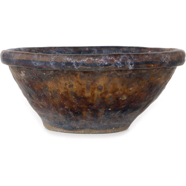 Pot à bonsaï rond marron de Bunzan (Seto) - 147 x 147 x 65 mm