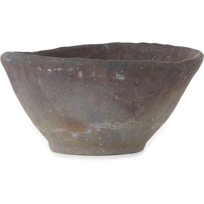 Ronde, ongeglazuurde bonsaipot van Bunzan (Seto) - 130 x 130 x 65 mm