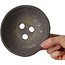Ronde, ongeglazuurde bonsaipot van Bunzan (Seto) - 130 x 130 x 65 mm