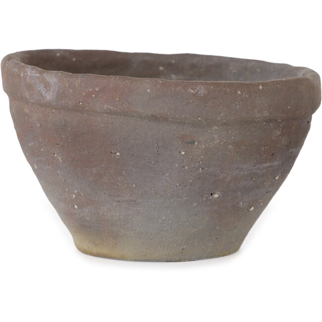 Ronde, ongeglazuurde bonsaipot van Bunzan (Seto) - 105 x 105 x 62 mm