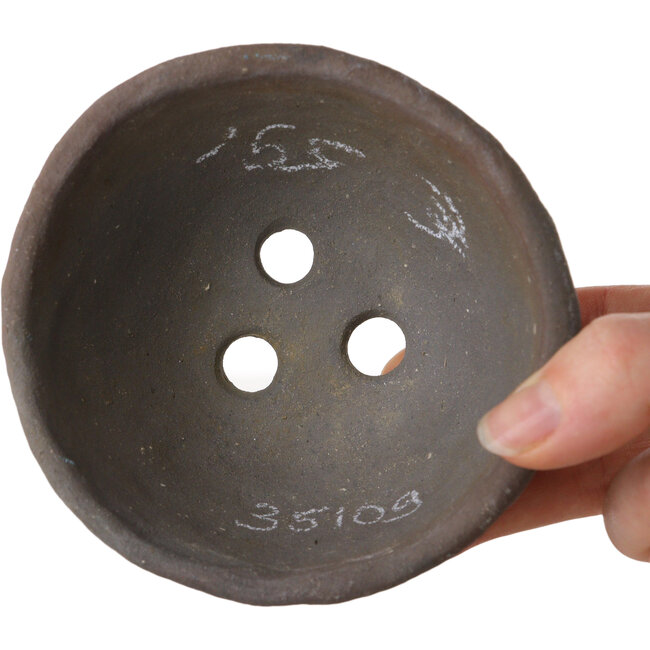 Round unglazed bonsai pot by Bunzan (Seto) - 105 x 105 x 62 mm