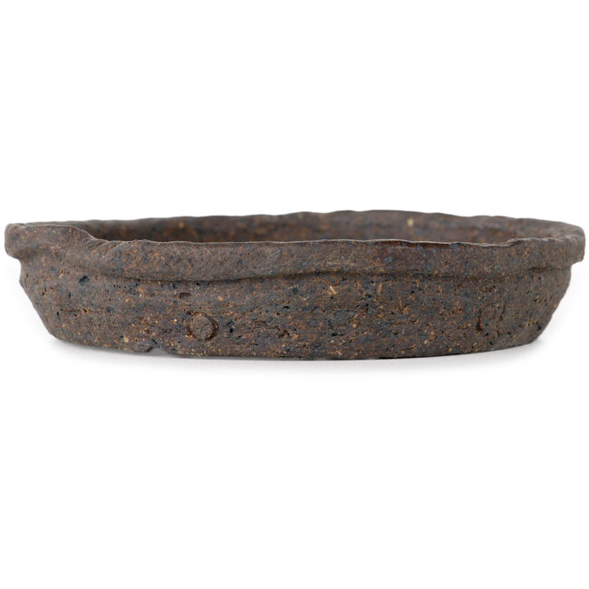 Ronde, ongeglazuurde bonsaipot van Bunzan (Seto) - 110 x 110 x 20 mm