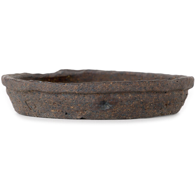 Ronde, ongeglazuurde bonsaipot van Bunzan (Seto) - 110 x 110 x 20 mm