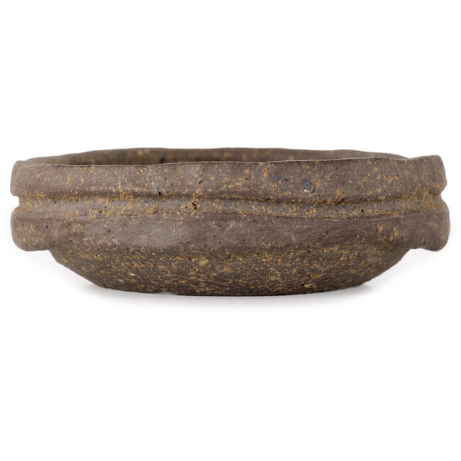 Ronde, ongeglazuurde bonsaipot van Bunzan (Seto) - 77 x 77 x 23 mm