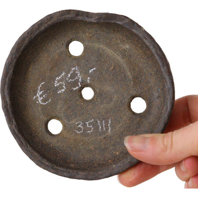 Round unglazed bonsai pot by Bunzan (Seto) - 110 x 110 x 20 mm