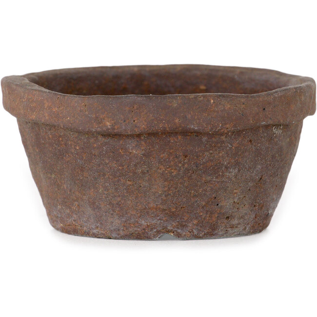 Ronde, ongeglazuurde bonsaipot van Bunzan (Seto) - 65 x 65 x 33 mm