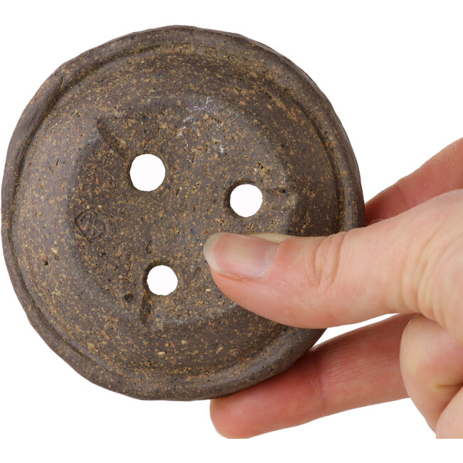 Pot à bonsaï rond non émaillé de Bunzan (Seto) - 77 x 77 x 23 mm