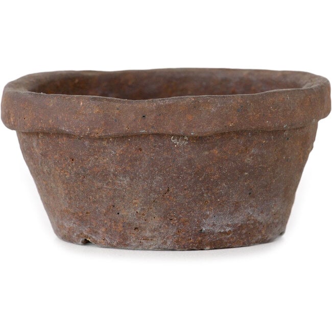 Ronde, ongeglazuurde bonsaipot van Bunzan (Seto) - 65 x 65 x 33 mm