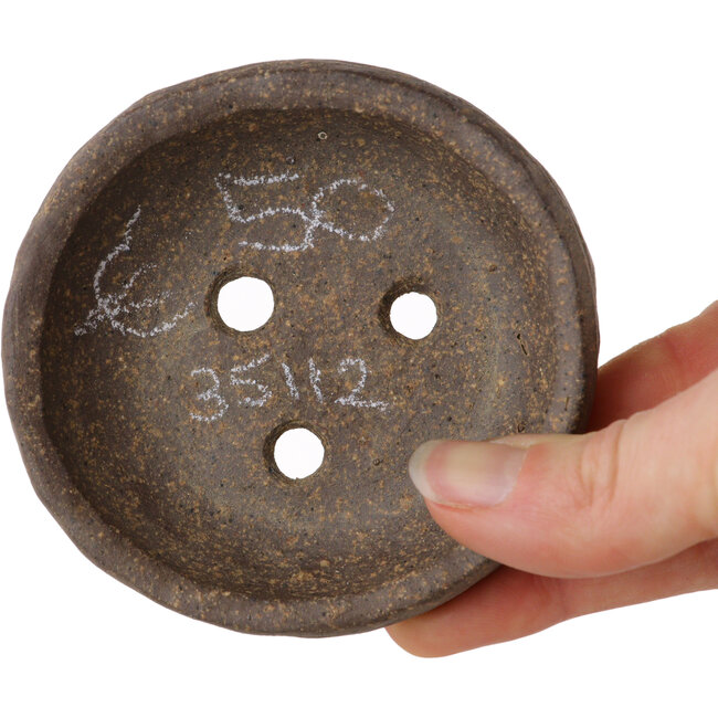 Vaso bonsai rotondo non smaltato di Bunzan (Seto) - 77 x 77 x 23 mm