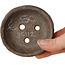 Ronde, ongeglazuurde bonsaipot van Bunzan (Seto) - 77 x 77 x 23 mm