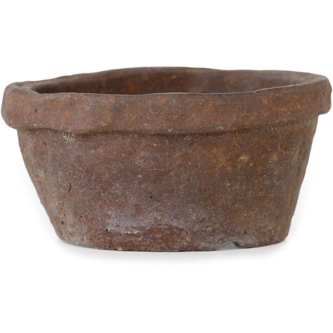 Ronde, ongeglazuurde bonsaipot van Bunzan (Seto) - 65 x 65 x 33 mm