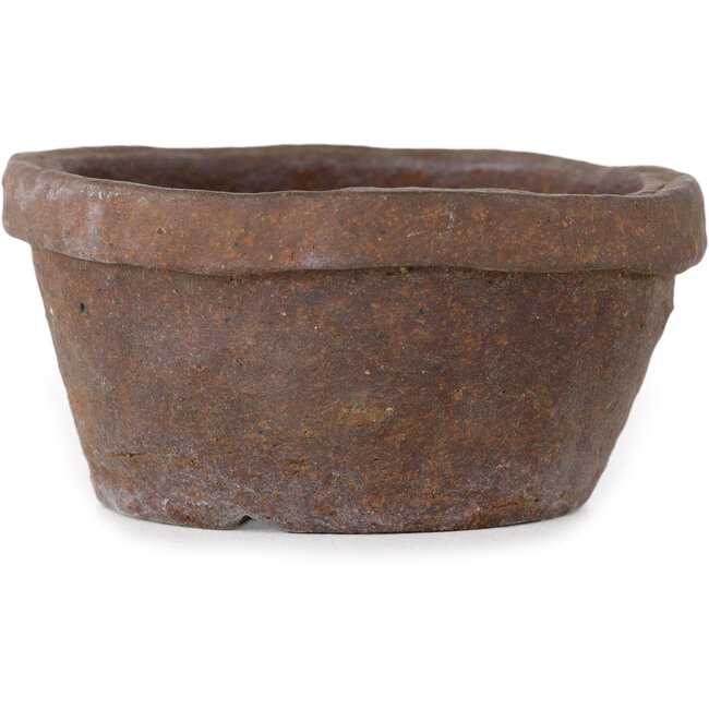 Ronde, ongeglazuurde bonsaipot van Bunzan (Seto) - 65 x 65 x 33 mm