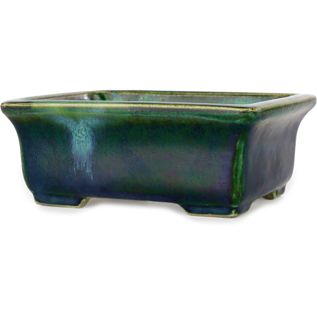 Rechteckiger grüner Bonsaitopf von Terahata Satomi Mazan – 165 x 135 x 65 mm