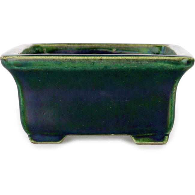 Maceta rectangular para bonsái verde de Terahata Satomi Mazan - 165 x 135 x 65 mm