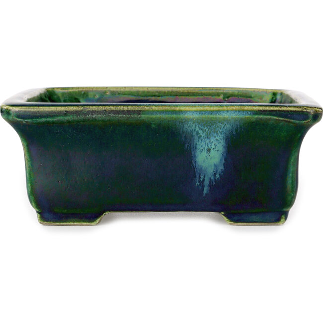 Rechteckiger grüner Bonsaitopf von Terahata Satomi Mazan – 165 x 135 x 65 mm