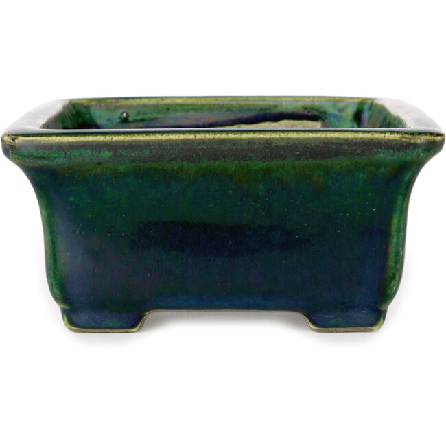 Maceta rectangular para bonsái verde de Terahata Satomi Mazan - 165 x 135 x 65 mm